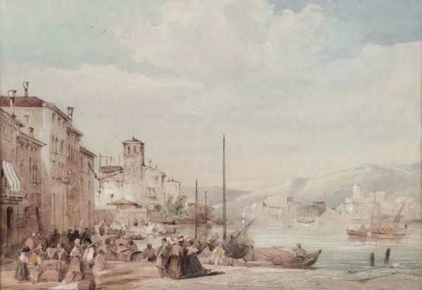 Edward Pritchett (1808-1894) Porto con figure