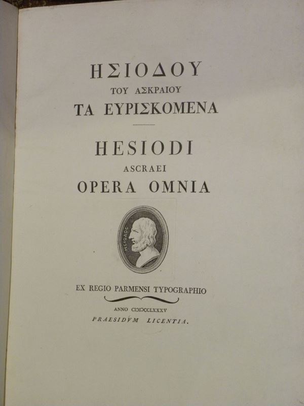 Edizioni bodoniane Hesiodi opera omnia latinis versibus expressa atque illustrata a Bernardo Zamagna ragusino..