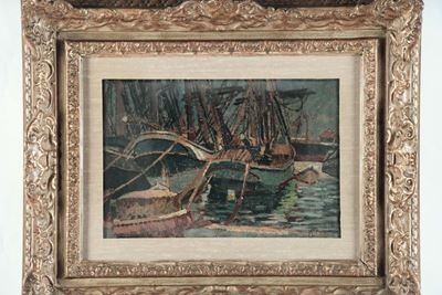 Mario Puccini (1869 - 1920)barconi in Darsena