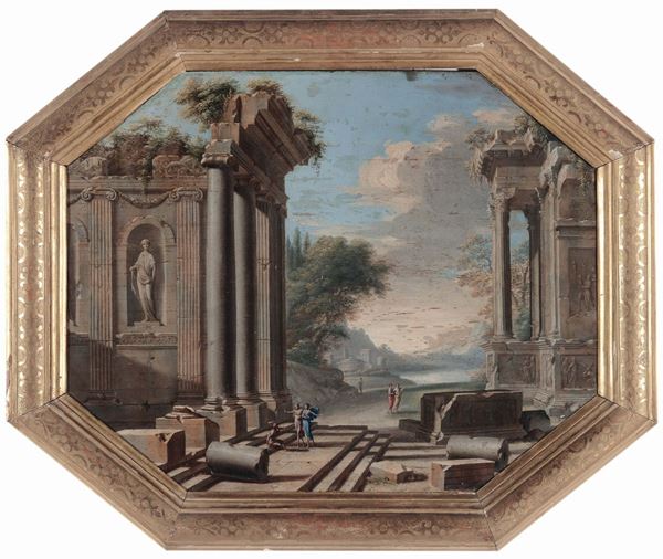 Scuola Emiliana del XVIII secolo Paesaggio con rovine
