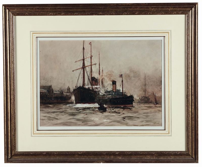 Charles Mijon Navi nel porto  - Auction Fine Arts from refined private house - Cambi Casa d'Aste