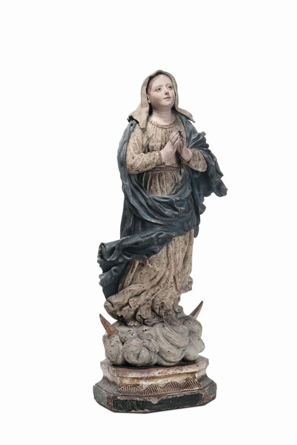 Scultore del XVIII secolo Madonna su nuvola