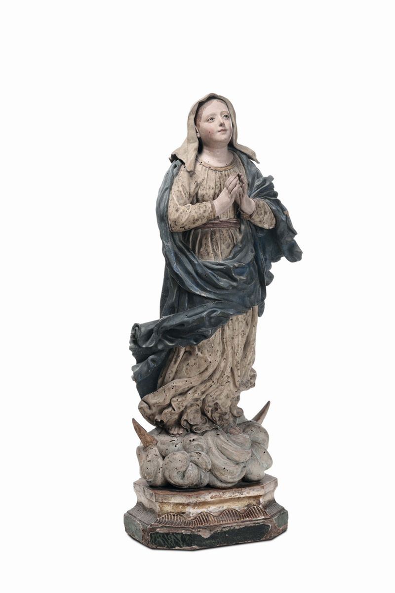 Scultore del XVIII secolo Madonna su nuvola  - Asta Antiquariato, Affidamenti da raffinate dimore private - Cambi Casa d'Aste