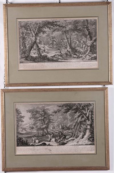 Quattro Stampe con Scene di Caccia, Germania XIX Secolo