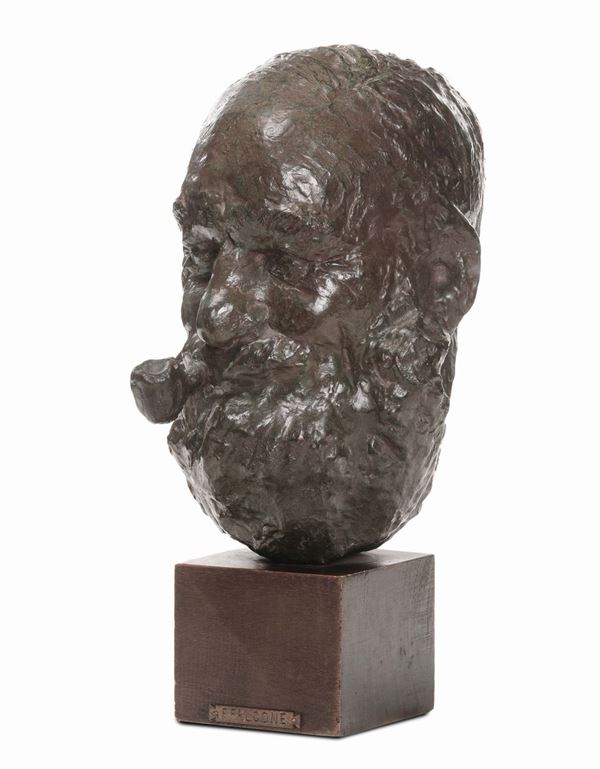 Francesco Falcone (1892-1978) Testa di uomo con pipa