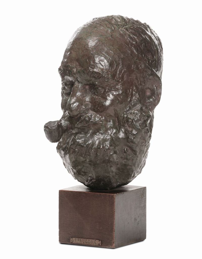 Francesco Falcone (1892-1978) Testa di uomo con pipa  - Auction Fine Arts from refined private house - Cambi Casa d'Aste