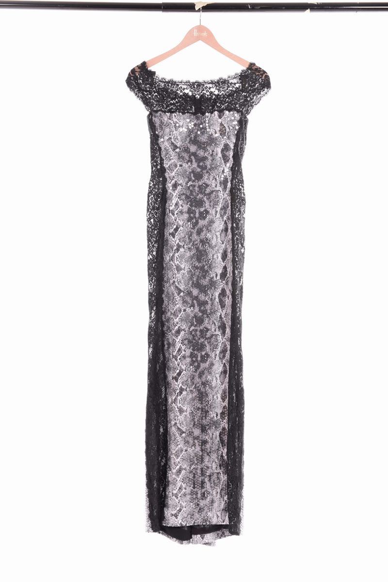 Francese couture abito lungo a lustrino senza maniche  - Asta Antiquariato, Affidamenti da raffinate dimore private - Cambi Casa d'Aste