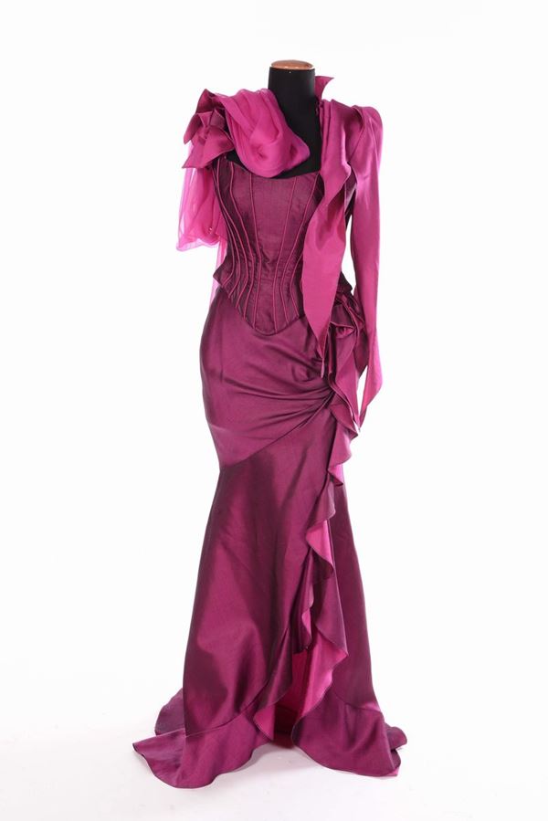 Kryszynskaya, couture abito da sera bordeaux