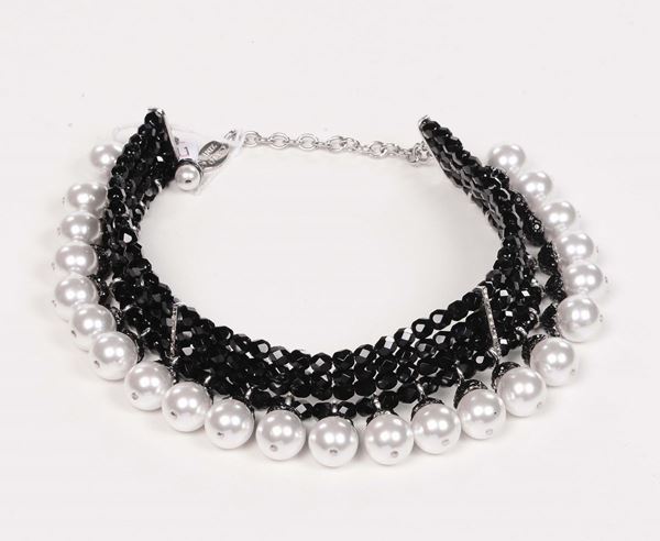 Carlo Zini collana nera con perle
