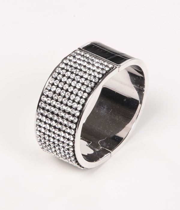 Swarowski bracciale in pelle nera