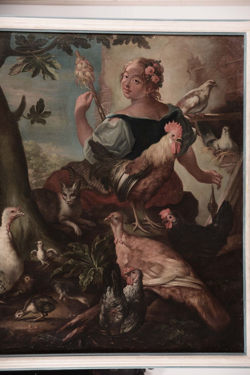 Scuola Lombarda del XVIII Secolofigura Femminile con Animali