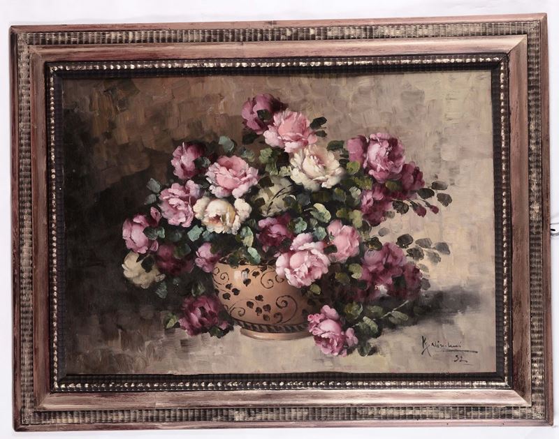 Anonimo del XX secolo Natura morta con rose  - Auction Fine Arts from refined private house - Cambi Casa d'Aste