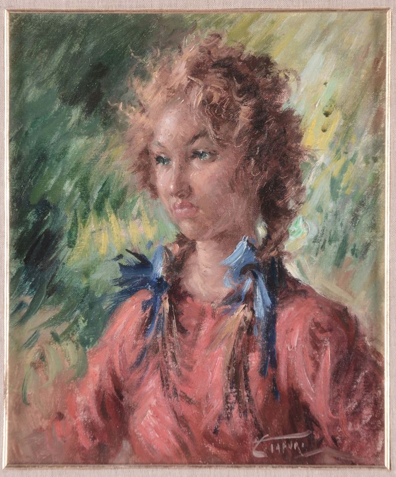 Clemente Tafuri : Ritratto femminile  - olio su tela - Asta Dipinti del XIX e XX secolo - Cambi Casa d'Aste