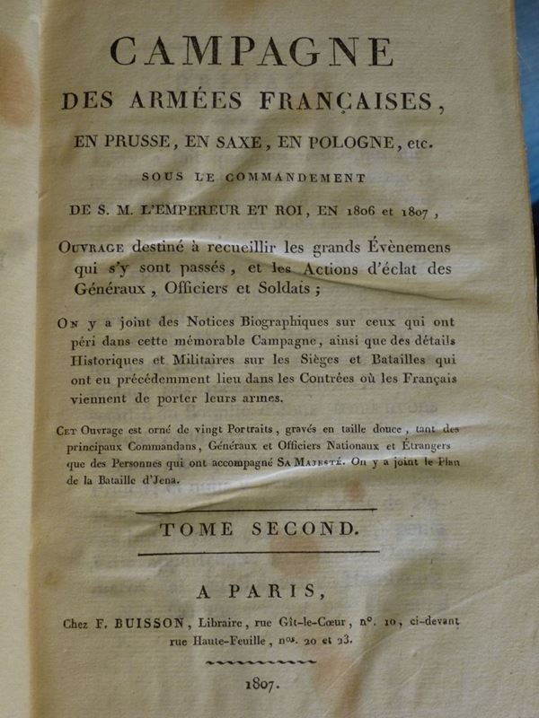 Figurati - Napoleonica Campagne des armées francaises,en Prusse,en Saxe,en Pologne etc. sous le commandement de S.M.l'Empereur et Roi,en 1806 et 1807
