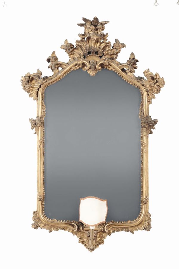 Coppia di specchiere in legno intagliato e dorato, Napoli XVIII secolo