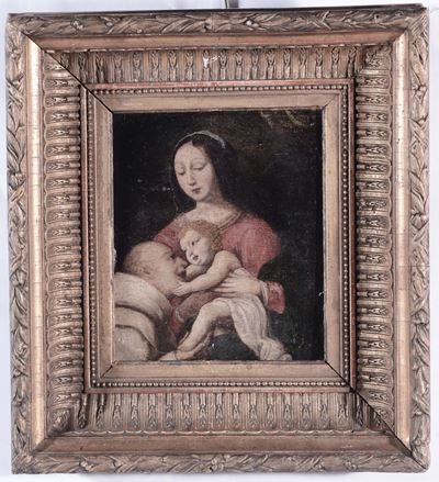 Scuola del XVII Secolomadonna con Bambino e Santo