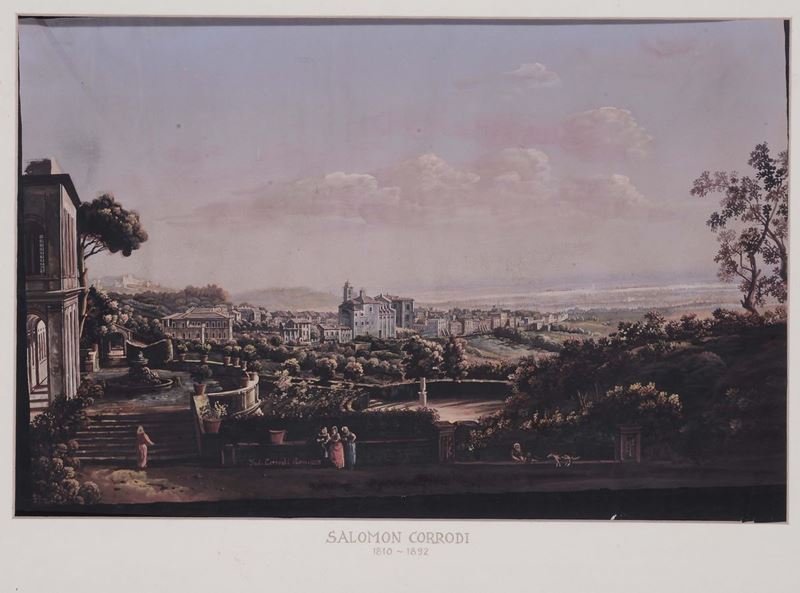 Salomon Corrodi (1810-1892), attribuito a Veduta di Roma  - Asta Antiquariato, Affidamenti da raffinate dimore private - Cambi Casa d'Aste