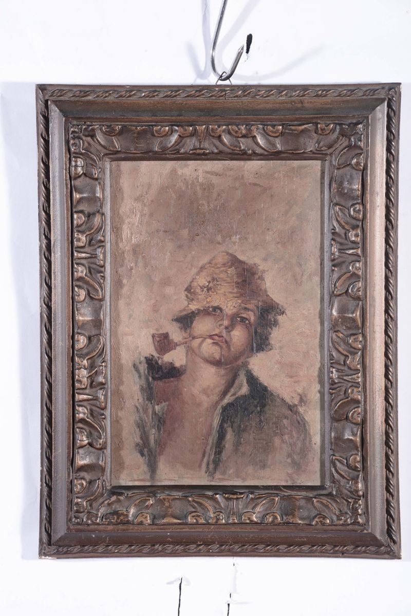 Anonimo del XIX secolo Giovane con pipa  - Asta Antiquariato, Affidamenti da raffinate dimore private - Cambi Casa d'Aste