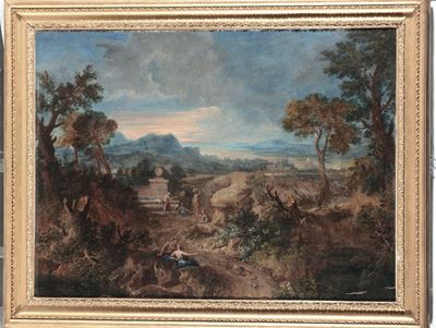 Gaspard Dughet (roma 1615-1675), Attribuito Apaesaggio con Figure