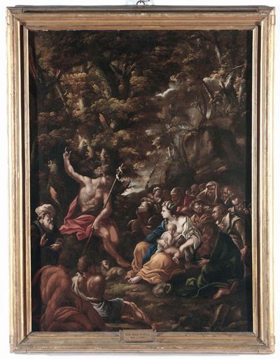 Scuola Romana del XVII Secolosan Giovanni Battista con Figure