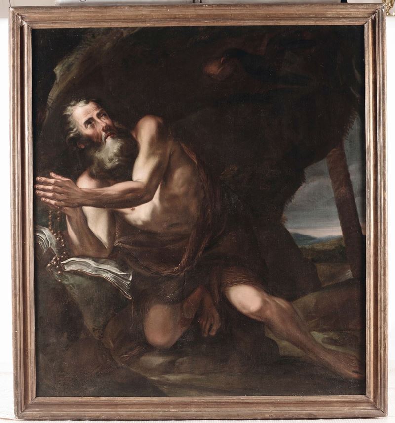 Scuola Italiana del XVII secolo Santo in preghiera  - Auction Old Masters Paintings - Cambi Casa d'Aste
