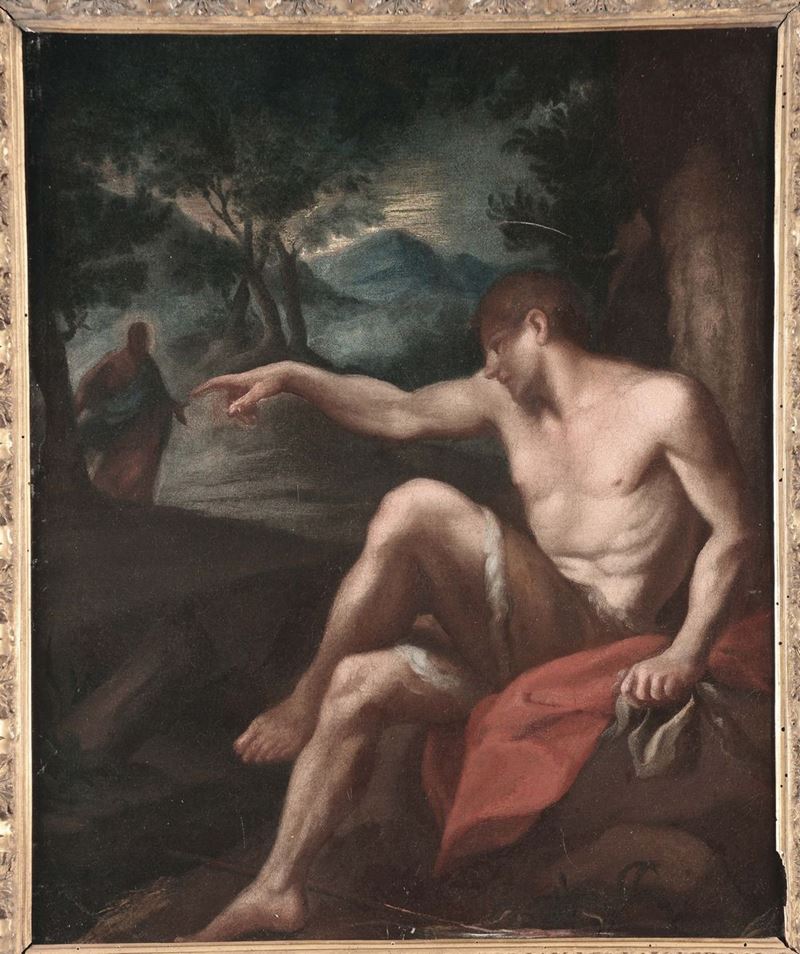 Scuola Emiliana del XVII secolo San Giovanni Battista  - Auction Old Masters Paintings - Cambi Casa d'Aste