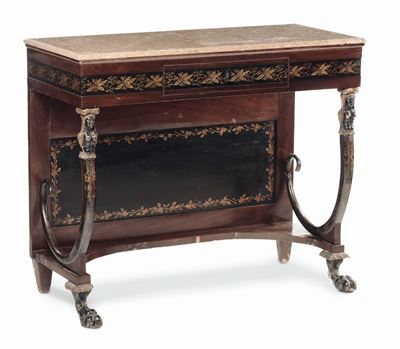 Consolle in Legno Lastronato, Intarsiato e Dorato, Sicilia XIX Secolo