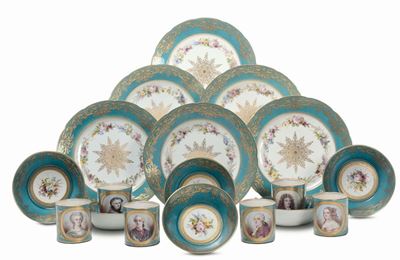 Sei Tazze in Porcellana di Sevres, XIX Secolo
