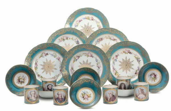 Sei tazze in porcellana di Sevres, XIX secolo
