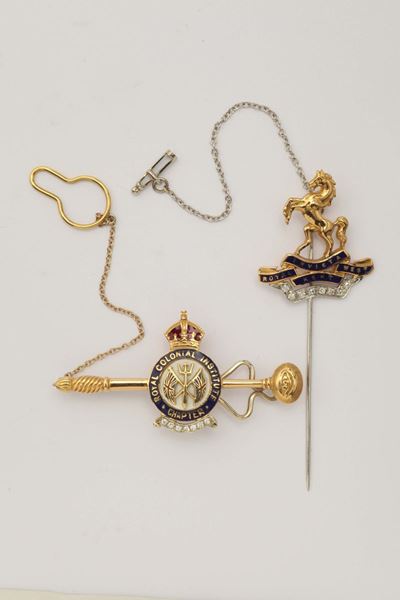 Coppia di Spille Regimental con Smalti