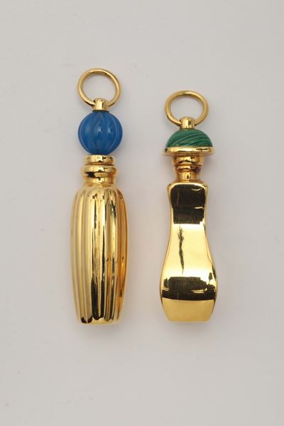 Due Bottigliette Porta Profumo con Calcedonio