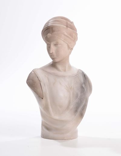 Busto Femminile in Marmo Bianco Scolpito, XIX Secolo