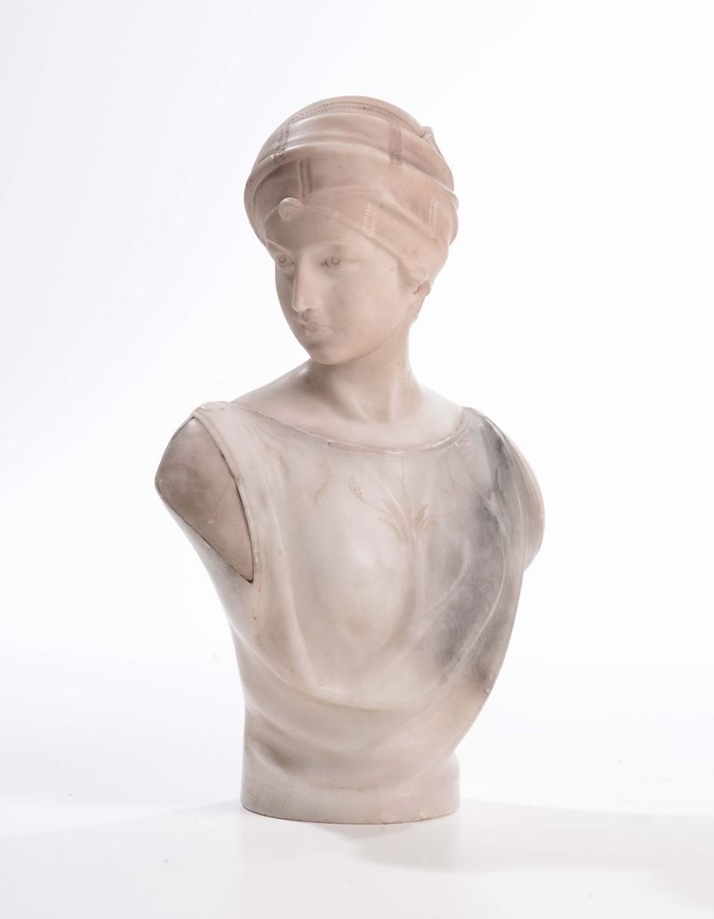 Busto femminile in marmo bianco scolpito, XIX secolo  - Asta Antiquariato, Affidamenti da raffinate dimore private - Cambi Casa d'Aste