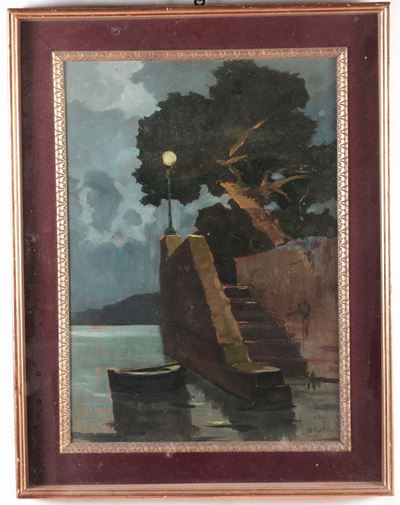 Renato Natali (1883-1979), Attribuito Apaesaggio con Scala