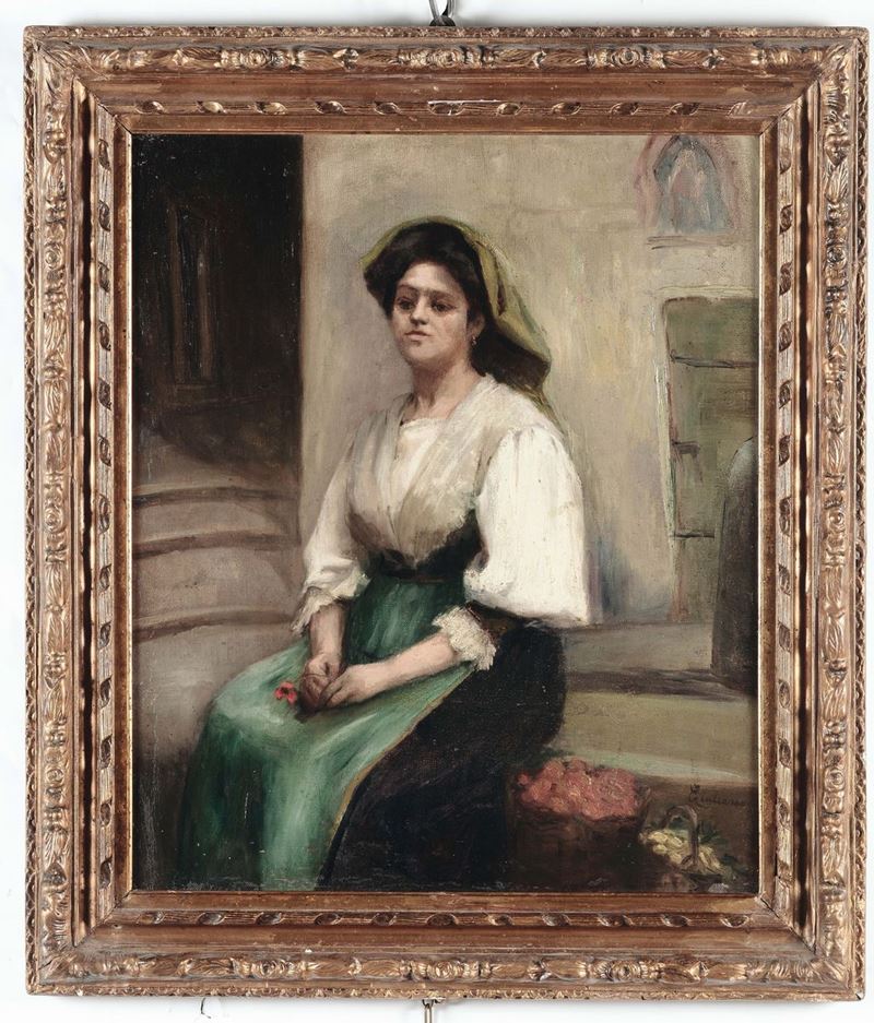 Bartolomeo Giuliano (1825-1909) Figura femminile  - Asta Dipinti del XIX e XX secolo - Cambi Casa d'Aste