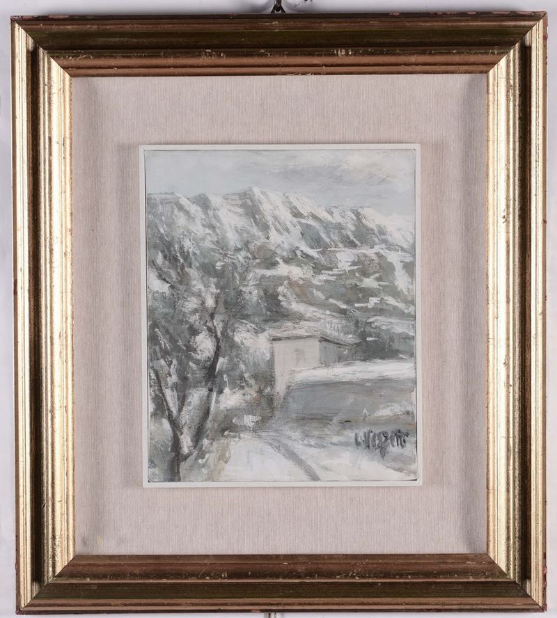 Libero Verzetti (1906-1989) Paesaggio innevato  - Asta Antiquariato, Affidamenti da raffinate dimore private - Cambi Casa d'Aste