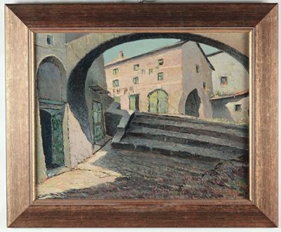 Leandro Vaccari (1905-1979)vecchie Case di Quinto al Mare, 1947