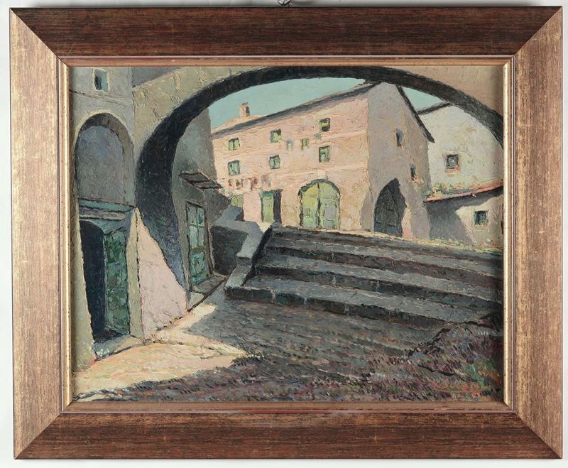 Leandro Vaccari (1905-1979) Vecchie case di Quinto al mare, 1947  - Auction 19th and 20th Century Paintings - Cambi Casa d'Aste