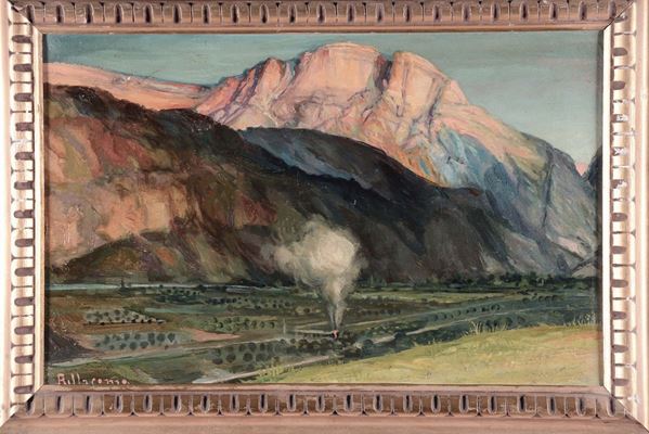 Anonimo del XIX-XX secolo Pianura con montagne sullo sfondo