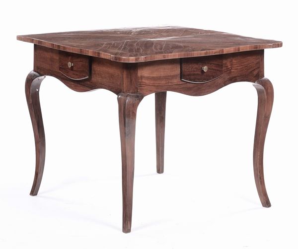 Tavolo lastronato Luigi XV e quattro sedie, Genova XVIII secolo