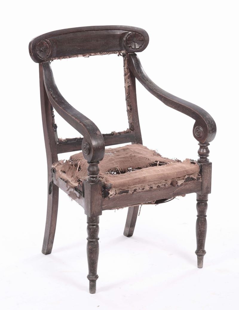 Poltrona tipo Peters in mogano  - Asta Antiquariato, Affidamenti da raffinate dimore private - Cambi Casa d'Aste