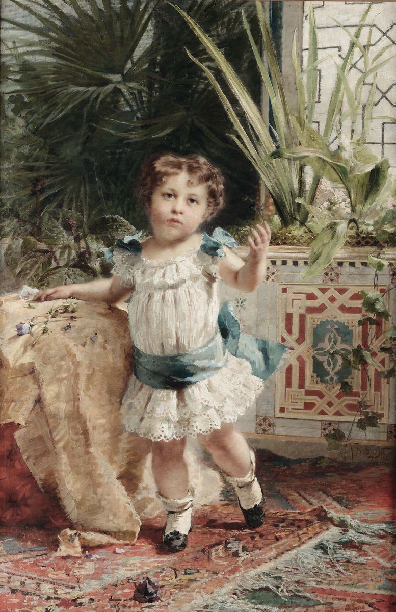 Francesco Didioni (1839 - 1895) Ritratto di fanciullo, 1881  - Asta Dipinti del XIX e XX secolo - Cambi Casa d'Aste