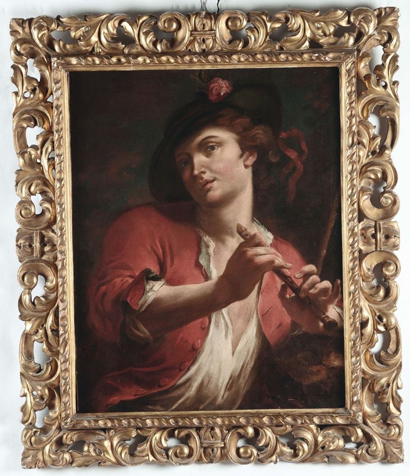 Scuola veneta del XVII secolo Suonatore di flauto  - Auction Old Masters Paintings - Cambi Casa d'Aste
