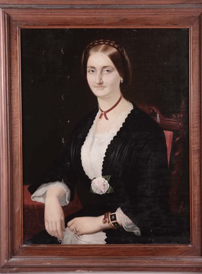 Gabriele Castagnola (1828-1883)ritratto di Donna con Peonia, 1855