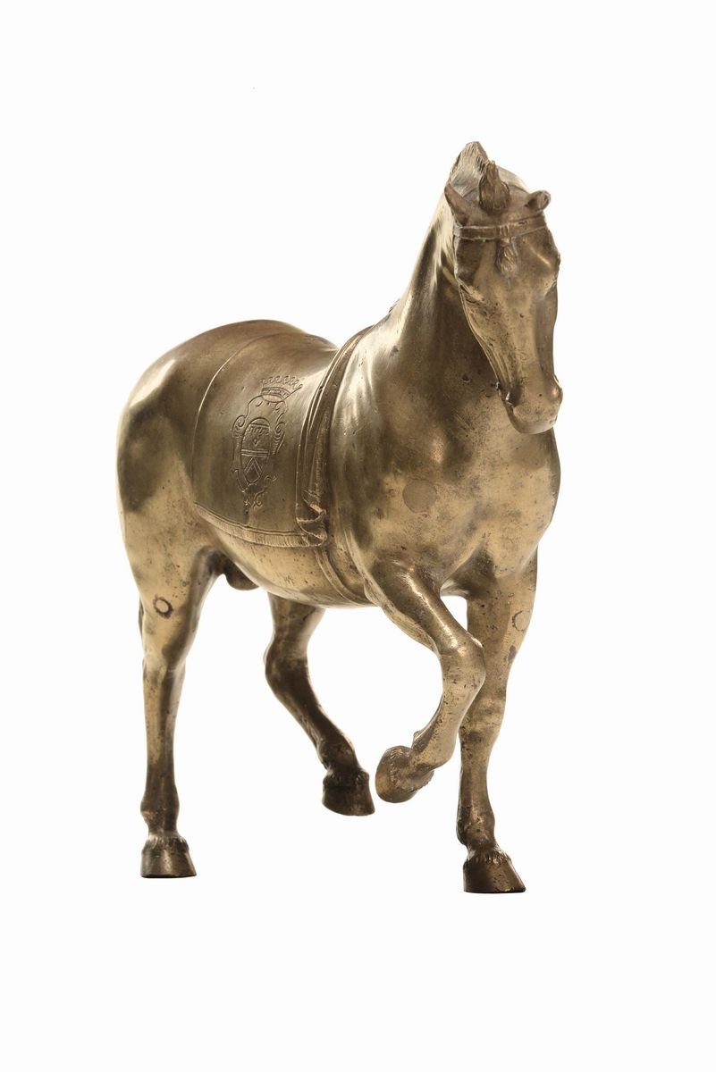 Cavallo in Bronzo Fuso, Cesellato e Dorato, Artista Fiorentino (antonio Susini?), da un Modello d...
