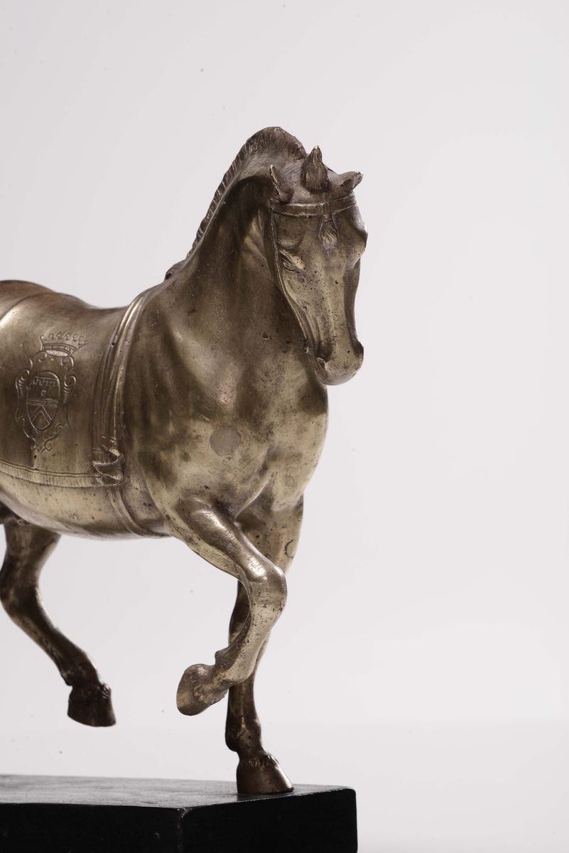 Cavallo in Bronzo Fuso, Cesellato e Dorato, Artista Fiorentino (antonio Susini?), da un Modello d...