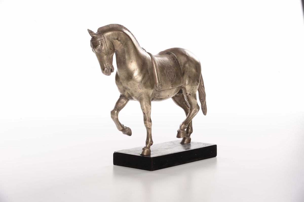Cavallo in Bronzo Fuso, Cesellato e Dorato, Artista Fiorentino (antonio Susini?), da un Modello d...