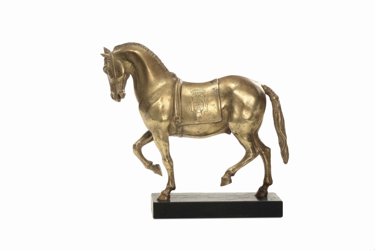 Cavallo in Bronzo Fuso, Cesellato e Dorato, Artista Fiorentino (antonio Susini?), da un Modello d...