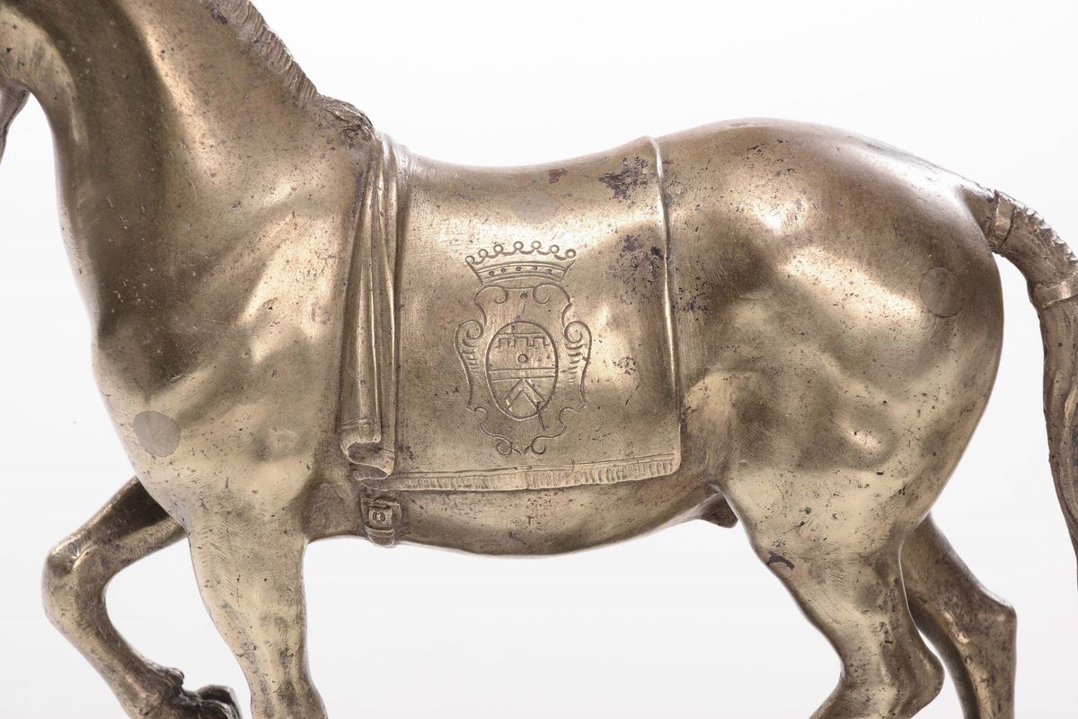 Cavallo in Bronzo Fuso, Cesellato e Dorato, Artista Fiorentino (antonio Susini?), da un Modello d...