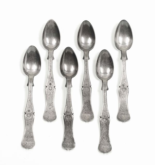 Sei cucchiaini in argento, Turchia XIX secolo